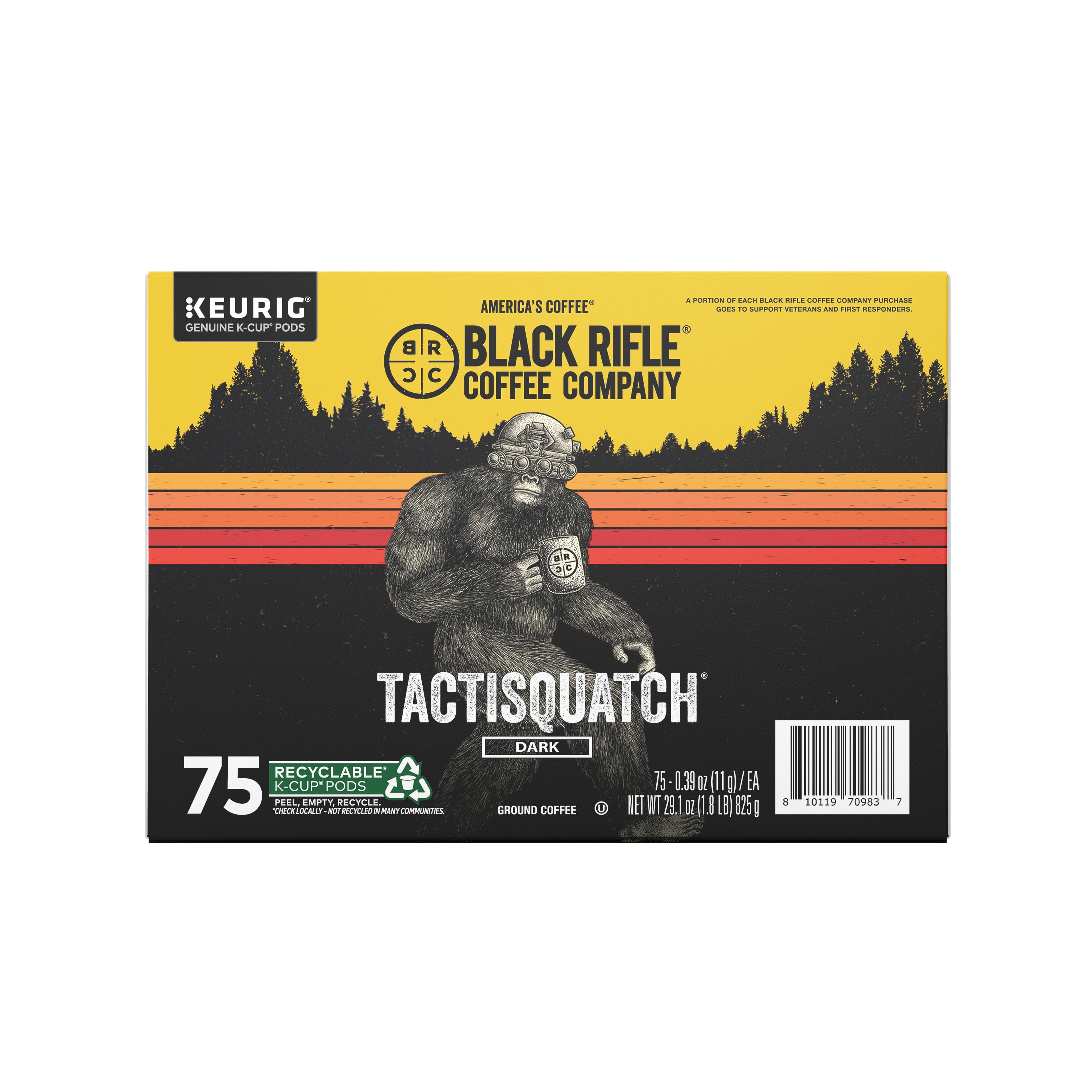 Black Rifle Coffee Company Tactisquatch K-Cup Coffee Pods, Dark Roast, 75ct