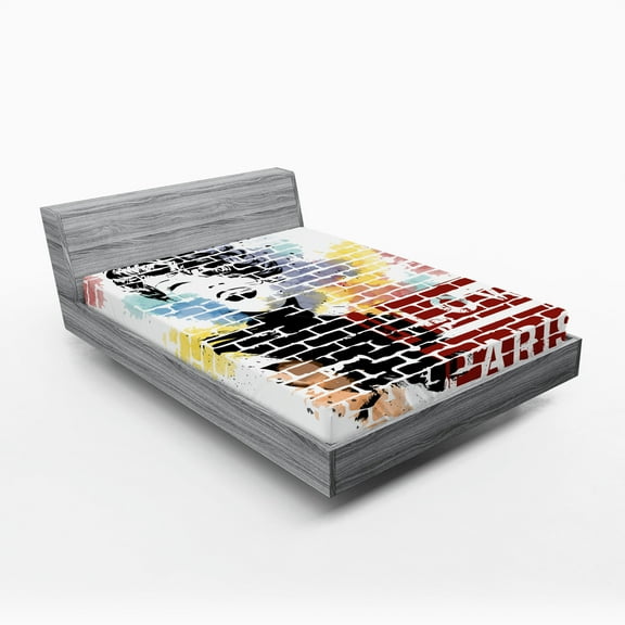 Ambesonne Paris Fitted Sheet, Fashion Girl Graffiti, Full Size, Multicolor