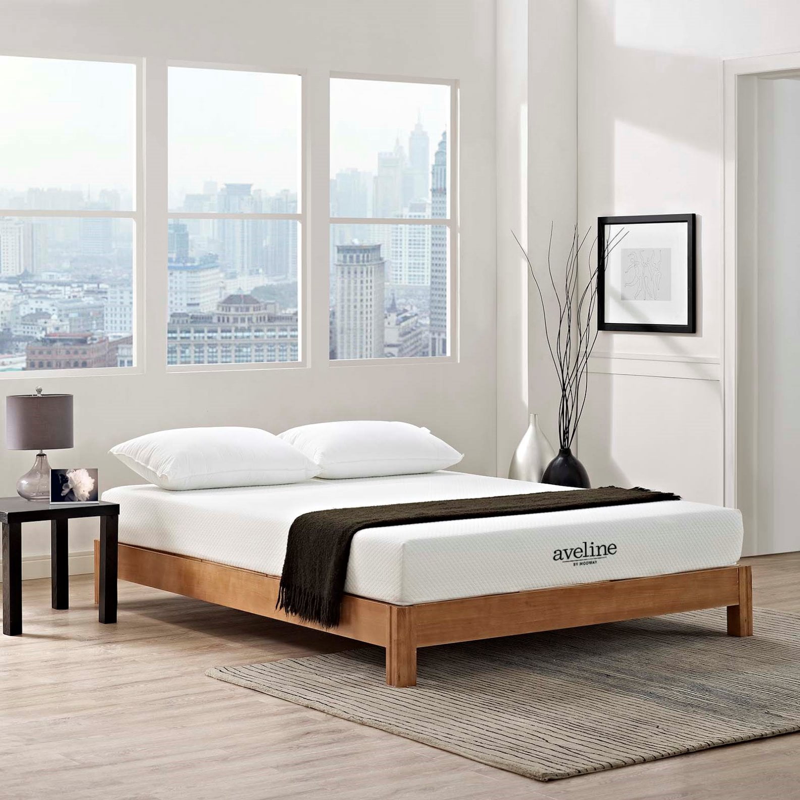 Modern Contemporary Urban Design Bedroom 8inch King Size Mattress, White, Fabric