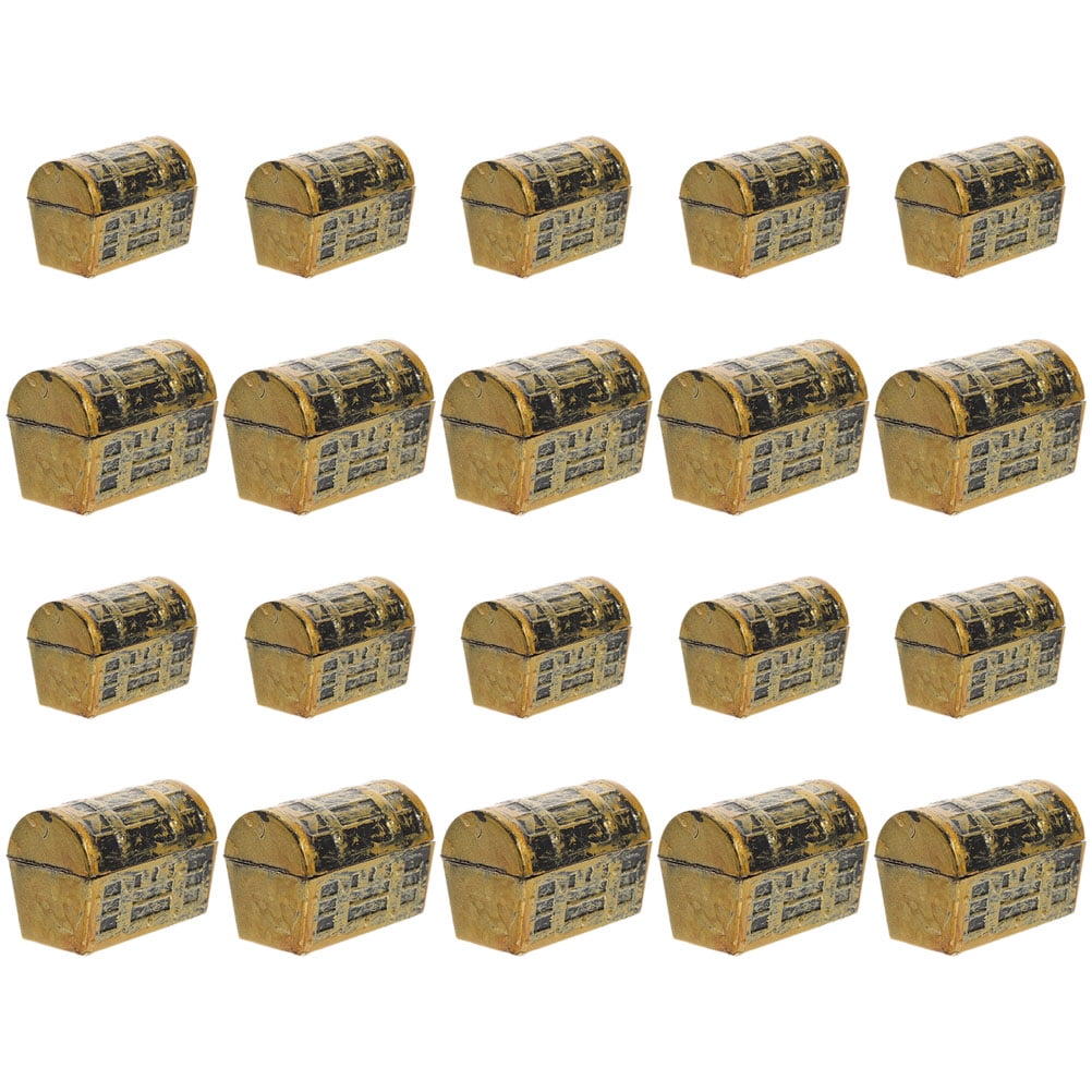 USHOBE 20Pcs Lightweight Golden Plastic Mini Pirate Treasure Chest for Decorative Party Use