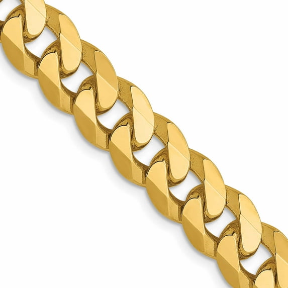 14K Yellow Gold Jbsp's 8mm Flat Beveled Curb Chain (24 X 8) Made In South Africa 1308-24