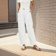 thumbnail image 4 of aohooy Woman Baggy Cargo Pants High Waisted Plus Size Wide Leg Pant Trendy Stretchy Y2K Streetwear Trousers with Multi Pockets White,M, 4 of 9