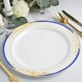thumbnail image 4 of Balsa Circle 10 White Plastic Salad 10" Plates Royal Blue Gold Trim Disposable Tableware, 4 of 8