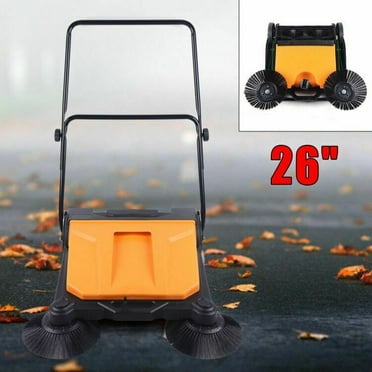26-Inch Twin Walk-Behind Outdoor Hand Push Floor Sweeping Sweeper No Electric US