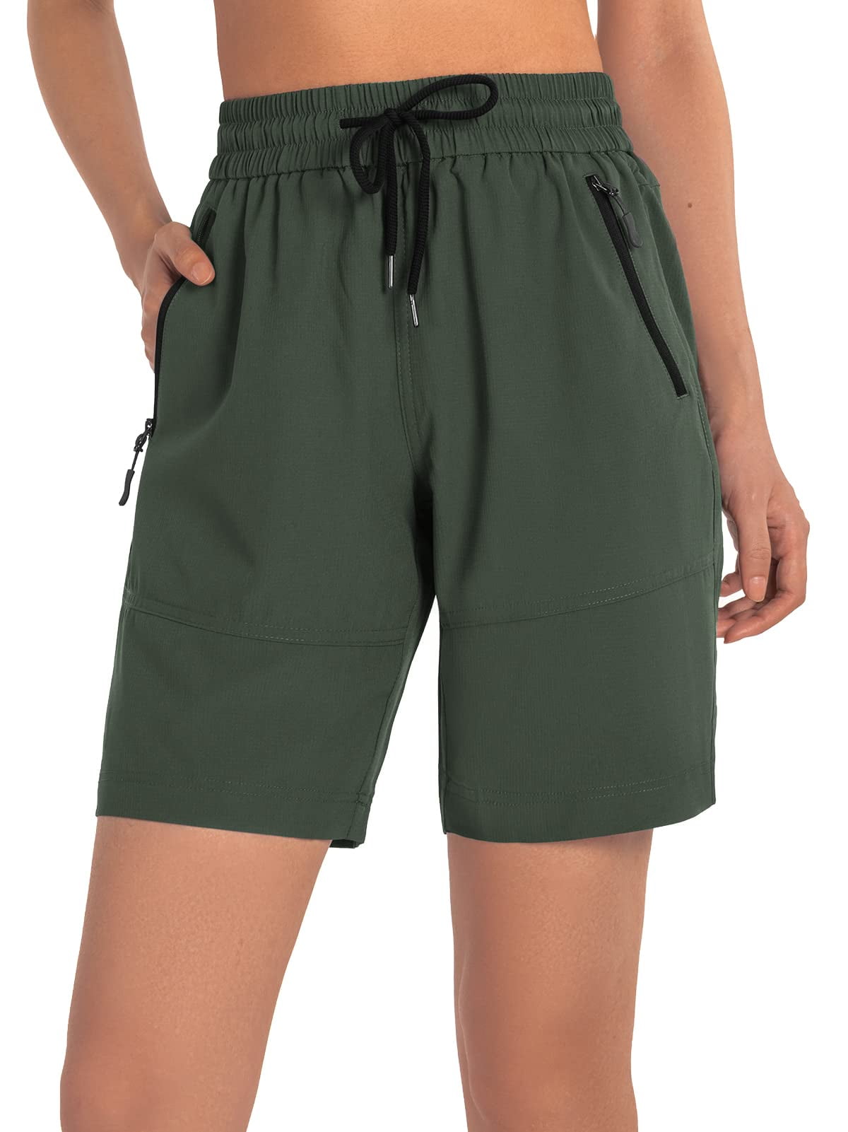 Hiauspor Womens Quick Dry Shorts with 3 Zipper Pockets, Water Resistant