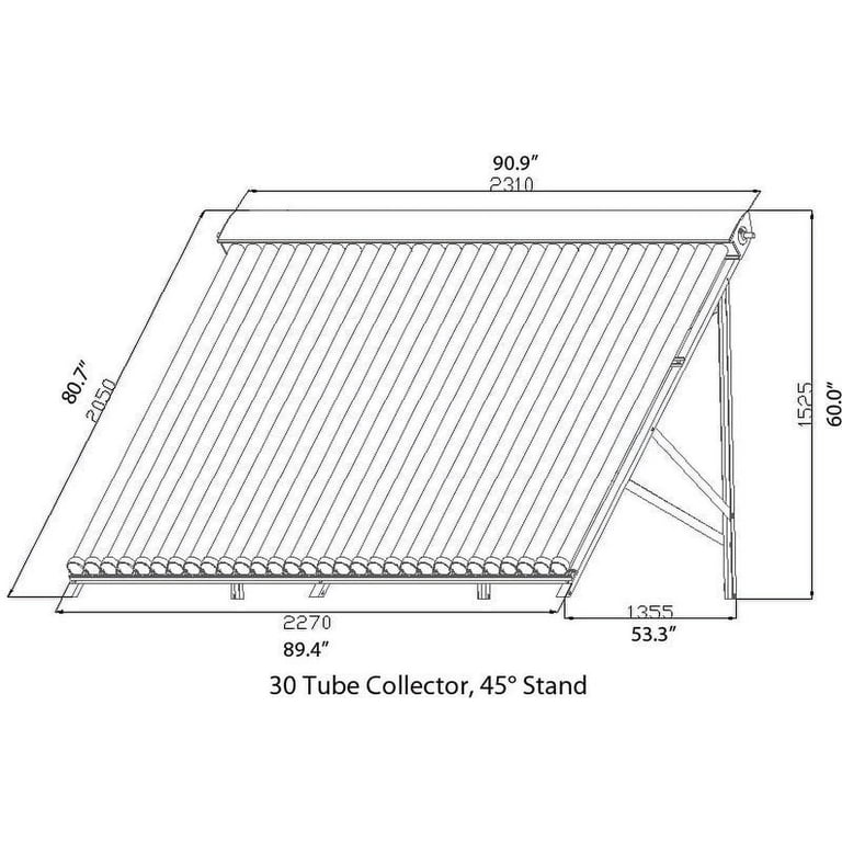 Duda Solar 30 Tube Water Heater Collector 37° Frame Evacuated Vacuum Tubes  SRCC Certified Hot - Walmart.com