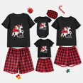 thumbnail image 1 of Pijamas familiares a juego de Navidad, diseño exclusivo, Papá Noel, unicornio, montar, conjunto de Pijamas cortos negros, 1 of 3