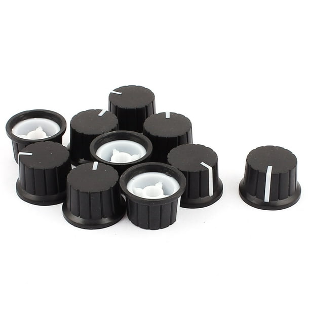10pcs Plastique Noir 6mm Dia Shaft Amplificator Bouton de Rotation Jupe