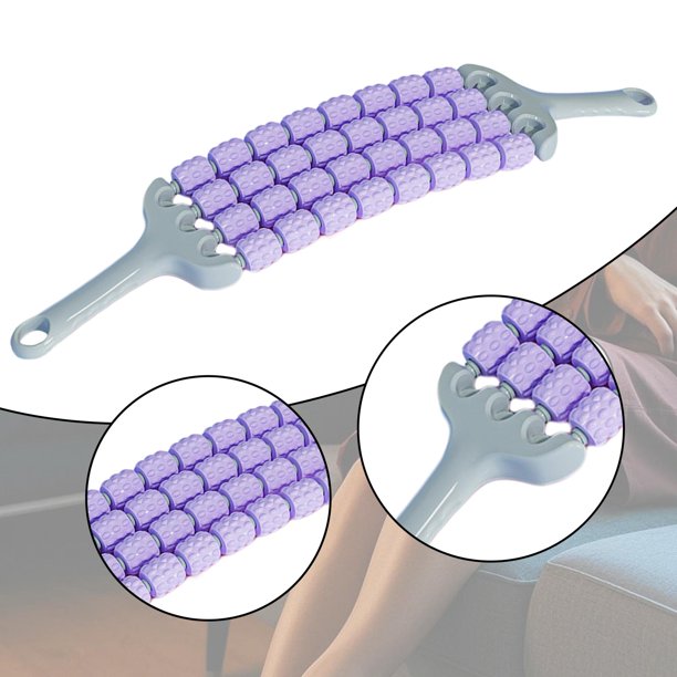 Rodillo de masaje para relajar músculos, brazos, cuerpo, gimnasio, hombros, abdomen, glúteos, deportes, cintura, herramienta de masaje de interior, Púrpura