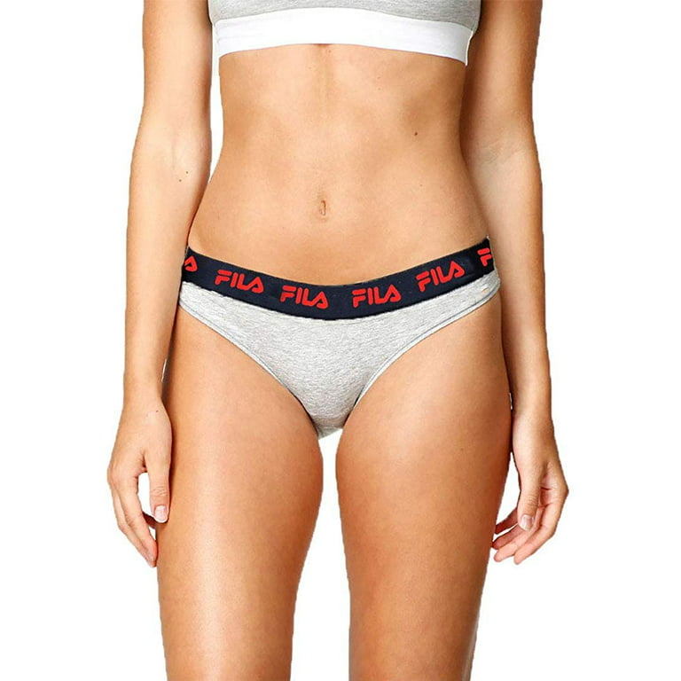 Fila Ladies 3-Pack Cotton Board Bikini Underwear Navy/Red/Grey Heather,  Medium