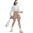 thumbnail image 5 of COEQINE Women High Waist Yoga Skirted Legging Elastic Comfy Fit Tennis Skirts with Leggings Dark Brown Leopard Pattern Golf Pickleball Skort Pants with Pockets, XS, 5 of 7
