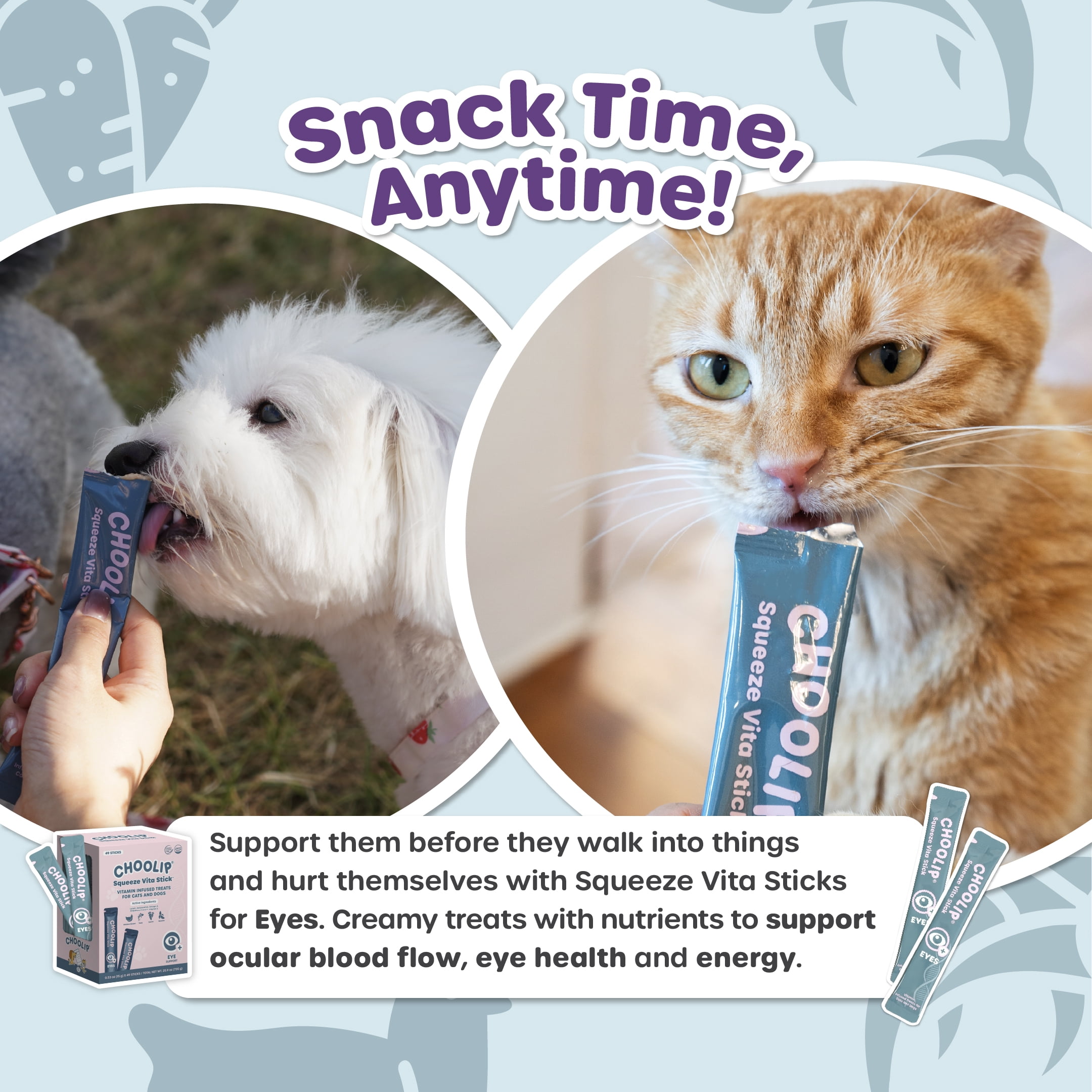 Choolip Vita Stick Eye Support Lickable Treats for Cats & Dogs, 25.9 oz (49ct)