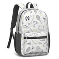 thumbnail image 2 of Football and Tennisball White Pattern 17" Waterproof Oxford School Backpacks for Teens, S-Shape Padded Straps, for School, Travel, Hiking, Camping, 2 of 5