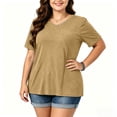 thumbnail image 3 of Bixock Plus Size Women Tops Maternity T Shirts Blouse Solid Color V Neck Short Sleeve Loose Breathable Summer Daily Office Top, 3 of 6