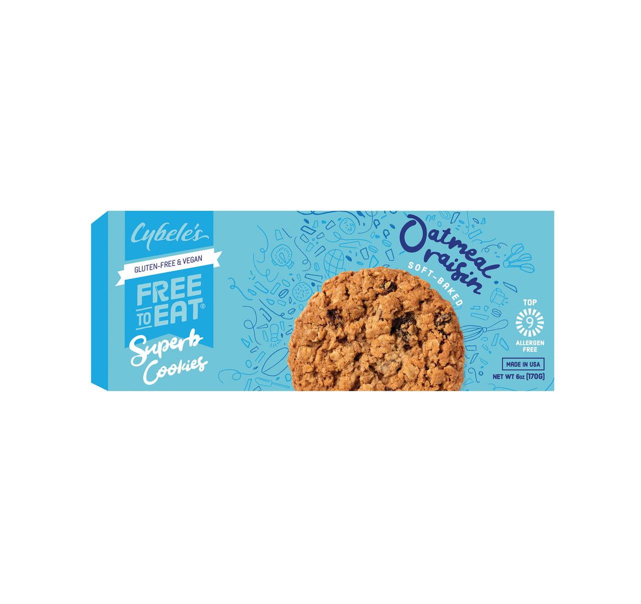 (2 pack) Cybele’s Free to Eat, Gluten-Free & Vegan, Soft-Baked, Oatmeal Raisin Cookies, 6oz, 12 Count