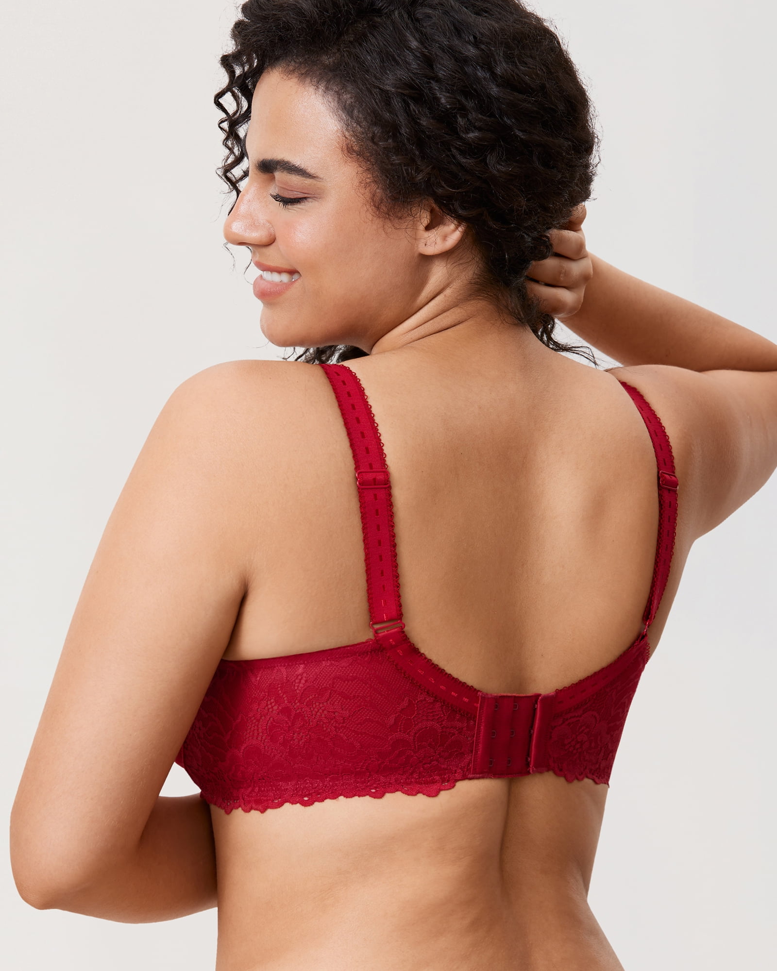 DELIMIRA Women's Plus Size Minimizer Bras Full Coverage Lace Unlined Underwire Bra B-K Cups