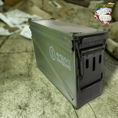 PA120 40mm Ammo Can Holder Box (Matte Olive Drab) Grade 1 - Waterproof Metal Ammo Storage Box w/ Front Metal Latch Swing-Out Handle