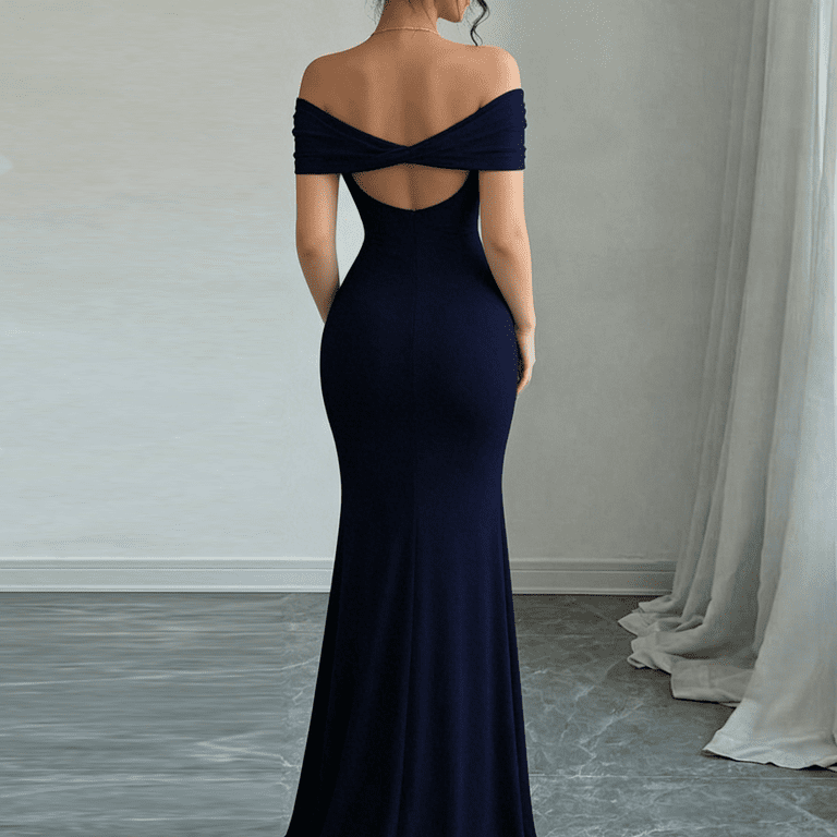 Women's Long Sleeve Off The Shoulder Bodycon Dress Elegant Maxi Dress Cocktail Prom Dresses, 2XL