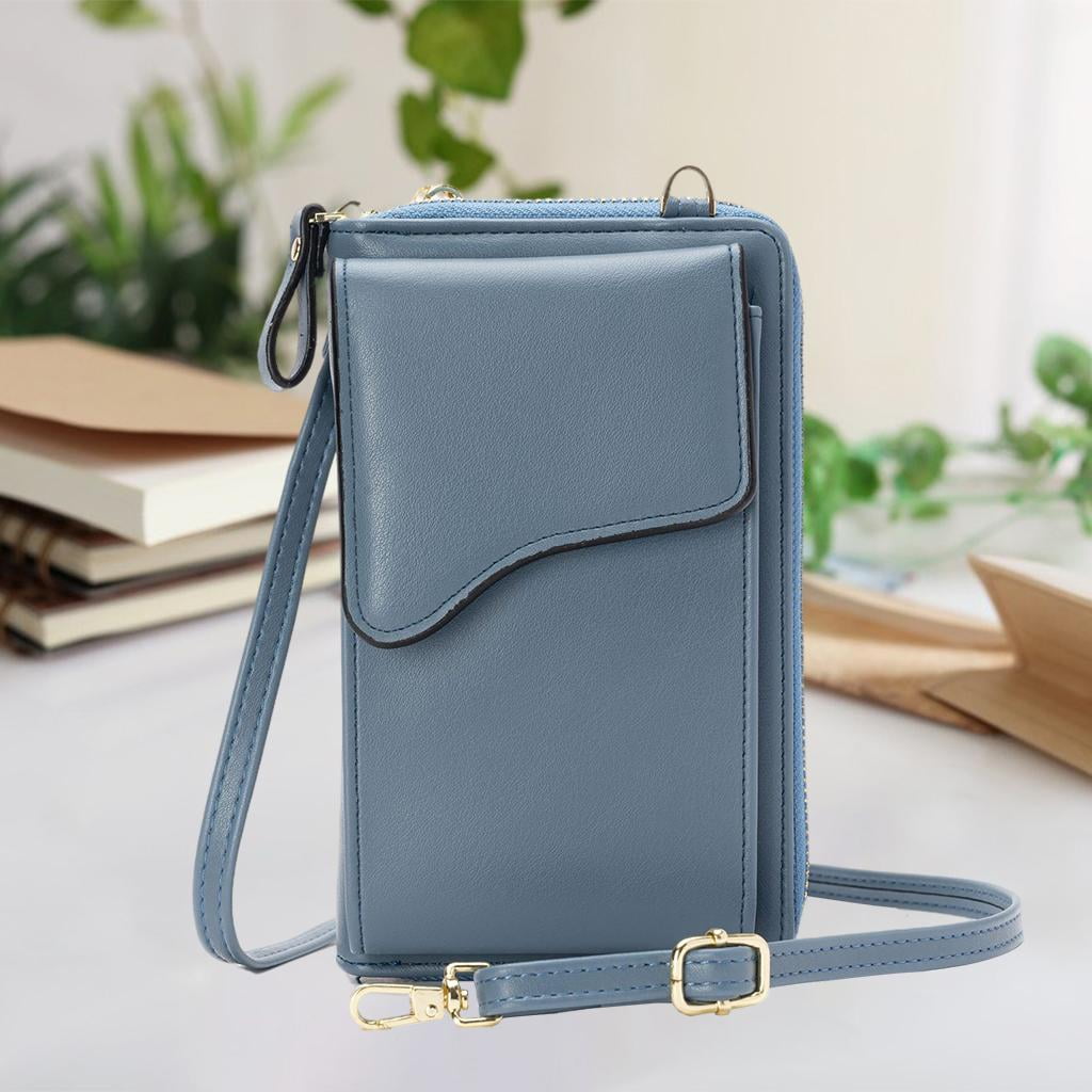 Blue leather shoulder bag sales