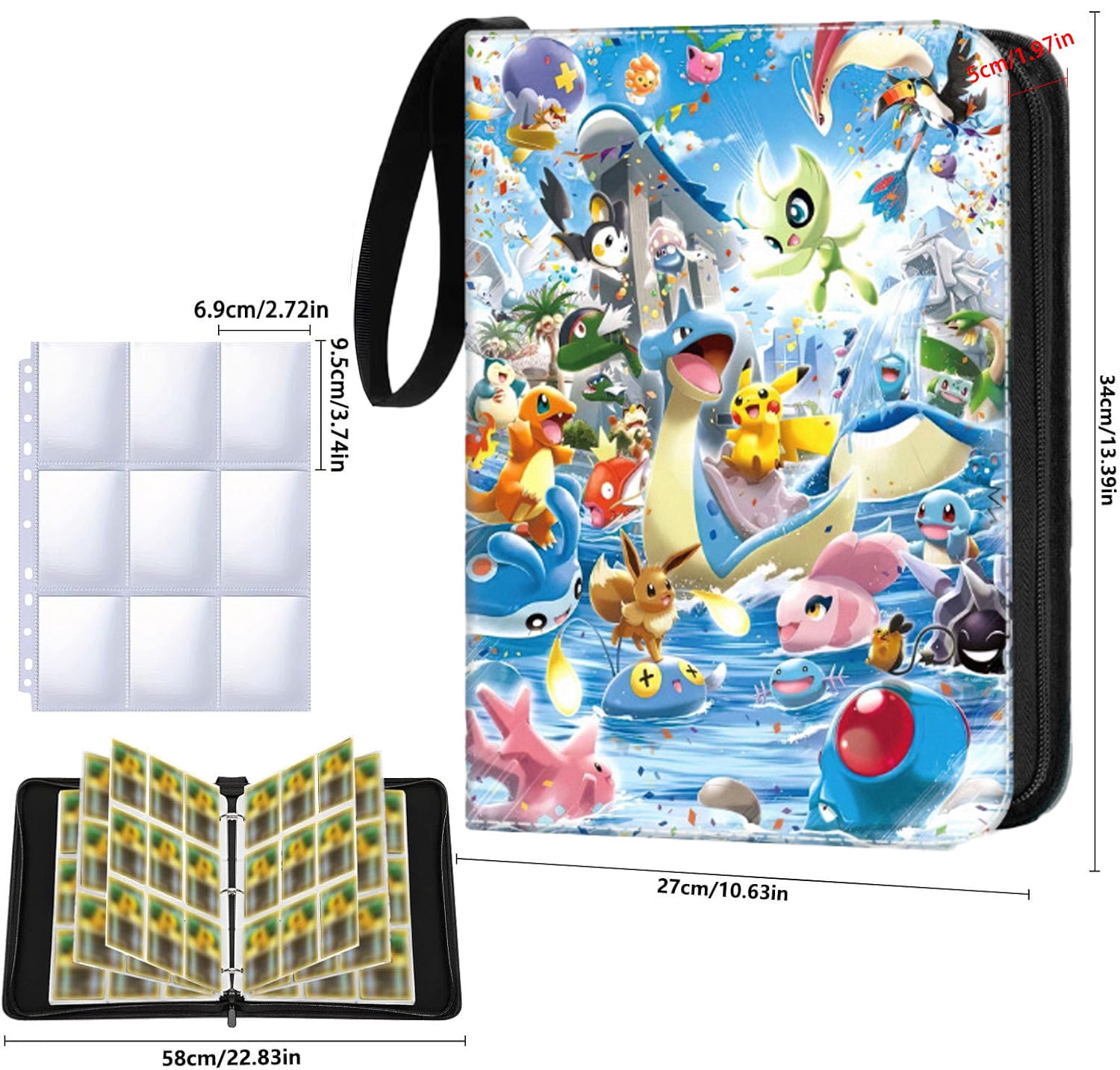 KENDINHF Trading Card Binder 9 Pocket PU Zipper Waterproof 900 Pockets