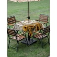 thumbnail image 4 of Outdoor Tablecloth with Umbrella Hole for Patio/Picnic/Party/Camping, Farmhouse Sunflower Waterproof Table Cloth Square Cover Washable, Vintage Daisy Butterflies Rustic Wood (54"x 54"), 4 of 8