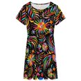 thumbnail image 3 of Mexican Black Pattern Dress Fashion Beach Short Sleeve Dresses Female Party Printed Sundress, 3 of 7