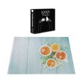 thumbnail image 3 of Ambesonne Teal Jigsaw Puzzle Durable Cardboard, Chamomile and Honey Tea Print, 1000 pcs, Dark Orange Soft Blue, 3 of 5