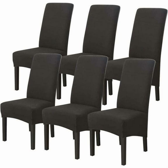 6-Piece Large Black Chair Covers, Universal Dining Chair Covers for Modern Living Room, Wedding, and Events