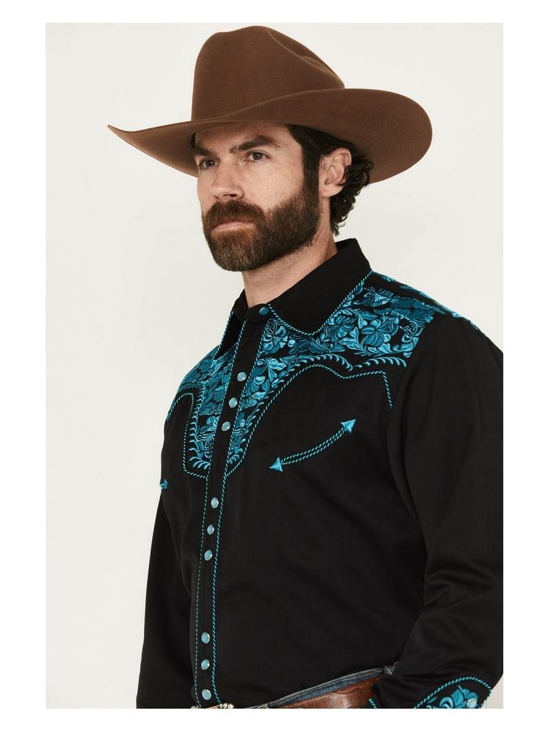 Scully Men's Gunfighter Embroidered Long Sleeve Snap Western Shirt