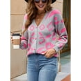 thumbnail image 6 of Women'S Leopard Print Cardigan V Neck Long Sleeve Color Block Button Down Sweater Outwear Grey L, 6 of 8