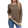 thumbnail image 2 of NuoCaiYun Women'S Casual Crew Neck Oversized Top Long Sleeve Color-Blocked Ribbed Tops Fall Winter Blouses, 2 of 6
