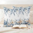 thumbnail image 3 of Blue Eucalyptus Coastal Outdoor Waterproof Pillow Covers, Beach Starfish Shell Nautical Decorative Square Throw Pillowcase Sofa Cushion Sham for Patio/Couch/Chair, 20"x20" 2 Pack, 3 of 8