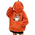 thumbnail image 3 of XAOFW Halloween Pumpkin Hoodies For Women Ghost Printed Long Sleeve Hooded Sweatshirt Loose Fit Pullover Hoodies With Pockets Comfortable Top XXXL, 3 of 6