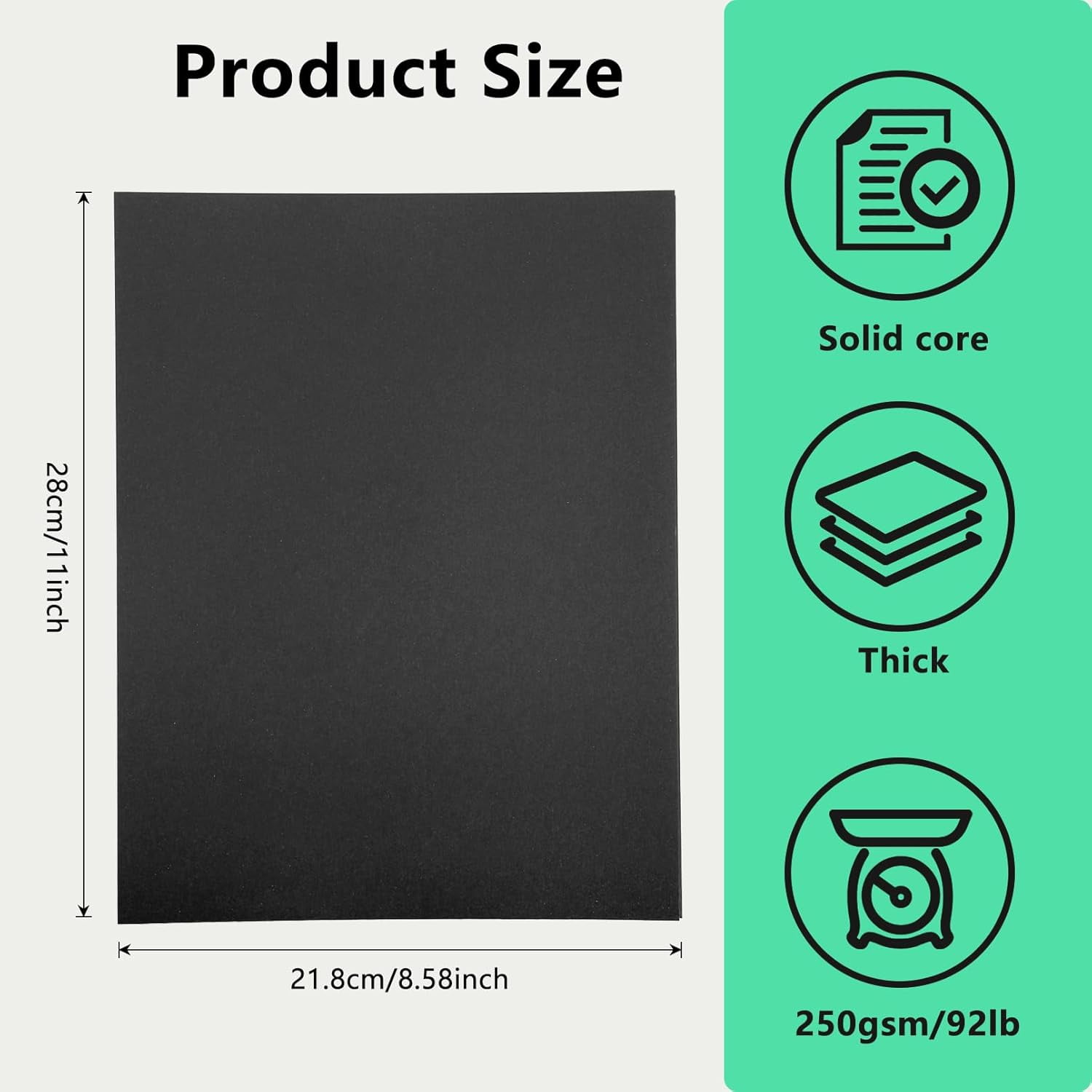 200 Sheets Cardstock,8.5 x 11 Inches Kraft Cardstock,Thick Paper Card Stock 92lb/250gsm,Printer Paper for Invitations Menus Crafts DIY Cards Projects(Black)