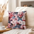 thumbnail image 3 of Ethan Taylor Floral Throw Pillow Soft Cushion Cover 'Japanese Sakura Cherry Blossom Flowers III Bloom Asian Flowers' Pattern Decorative Square Accent Pillow Case, 20x20 Inches, Pink, Blue, 3 of 5
