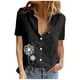 thumbnail image 1 of Mujeres Impreso Manga Corta Botón Suelto Turndown Collar Camisa Blusa Sólida Tops OAVQHLG3B Store lin121212, 1 of 5