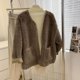 thumbnail image 3 of Chaquetas de felpa para mujer, prendas de abrigo de béisbol para otoño e invierno, cárdigans de felpa de gran tamaño, abrigos vintage casuales de manga larga, blusas para mujer, 3 of 4