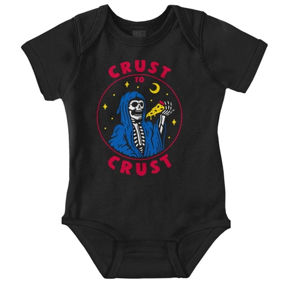 Funny Skeleton Pizza Crust to Crust Romper Boys or Girls Infant Baby Brisco Brands NB