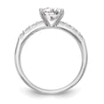 thumbnail image 2 of Solid 14K White Gold Diamond Side-Stones with CZ Cubic Zirconia Center Stone Engagement Ring Size 5, 2 of 8