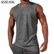 thumbnail image 2 of Camisetas sin mangas grises para hombre, cuello redondo, camisa holgada sólida, camisas deportivas para entrenamiento, camisetas sin mangas para correr, 2 of 5