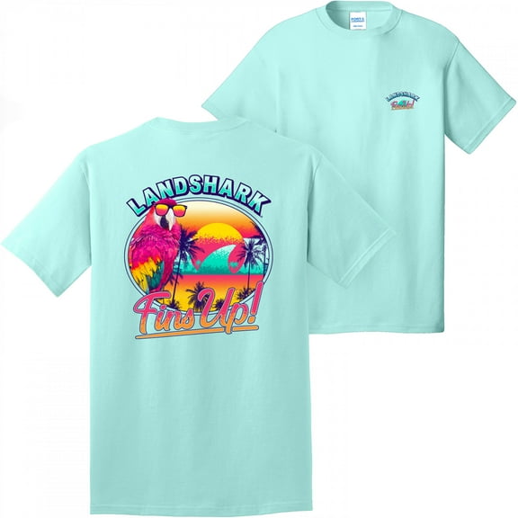 Margaritaville Landshark Parrot Fins Up! Front Back T-Shirt-Small
