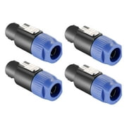 MIYAKO Male Speakon Connector, 4 Pack Speakon Male Jack Mount Connector, Audio Speaker Jack Twist Lock 4 Pole Adapter, 4 Pin Speaker Audio Plug, Pair Red and Blue, Compatible with all Equipment 4 Pole