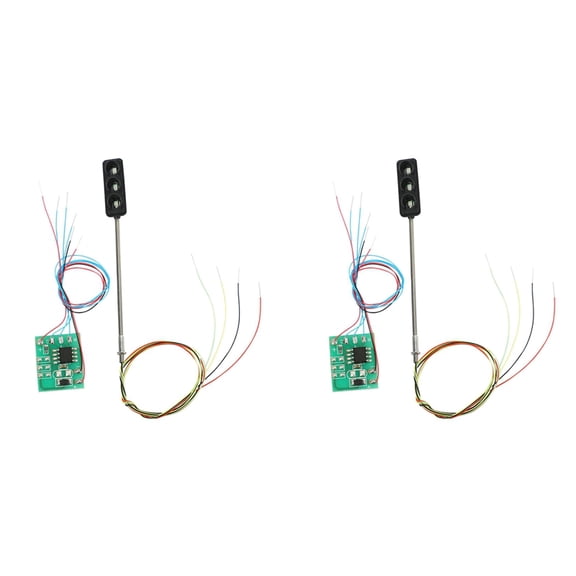 2 Set Traffic Light Signal HO OO Scale LED Model Architecture Train Railroad Crossing Walk Street   Circuit Board,2x Traffic Signal 2x Circuit board,Black