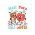 thumbnail image 2 of Camisetas divertidas para mujer, con estampado de animales, manga corta, cuello redondo, para verano, casual, holgadas, ligerasWomen's Fun Coffee Graphic Tee - "Half Par Half Coffee" Design with Pla, 2 of 6