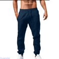 thumbnail image 2 of Huanglei Mens Drawstring Waist Pants ,Elastic Solid Cotton Men's Color Pants Loose Casual (Blue ,3X-Large), 2 of 6