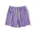 thumbnail image 7 of YLSDY Mens Drawstring Sweat Shorts Cotton Workout Gym Jogger Lounge Shorts with Pockets Summer Fashion Solid Loose Casual Sport Shorts Purple 6, 7 of 7