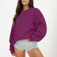 thumbnail image 2 of Puliio Women Hoodless Sweatshirt Solid Color Crewneck Long Sleeve Pullover Sweatshirts Comfortable Loose Fit Casual Minimalist No Hood Hoodies Fall Tops, 2 of 6