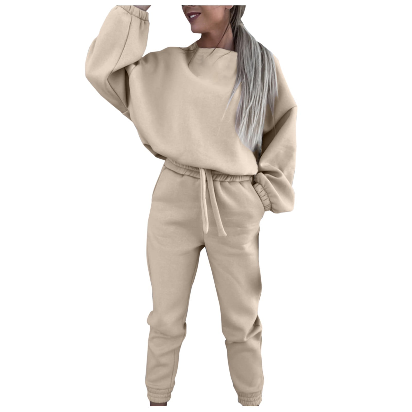 WANYNG Jumpsuit Tracksuit New Solid Color Sweater Pants Two