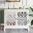 thumbnail image 2 of 40" Kitchen Accent Buffet Sideboard, Wood Storage Cabinet with Glass Doors and Adjustable Shelf, Decorative Console Table, for Entryway, Hallway, Dining Room, Living Room, Cream White, 2 of 7