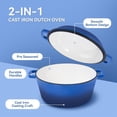 thumbnail image 4 of 2-in-1 Enameled Cast Iron Dutch Oven Pot with Skillet Lid, 6QT Dutch Oven & 2QT Skillet Combo, Multi Cooker Stock Pot For Frying, Cooking, Baking, Induction & Ovens Safe(Blue), 4 of 8